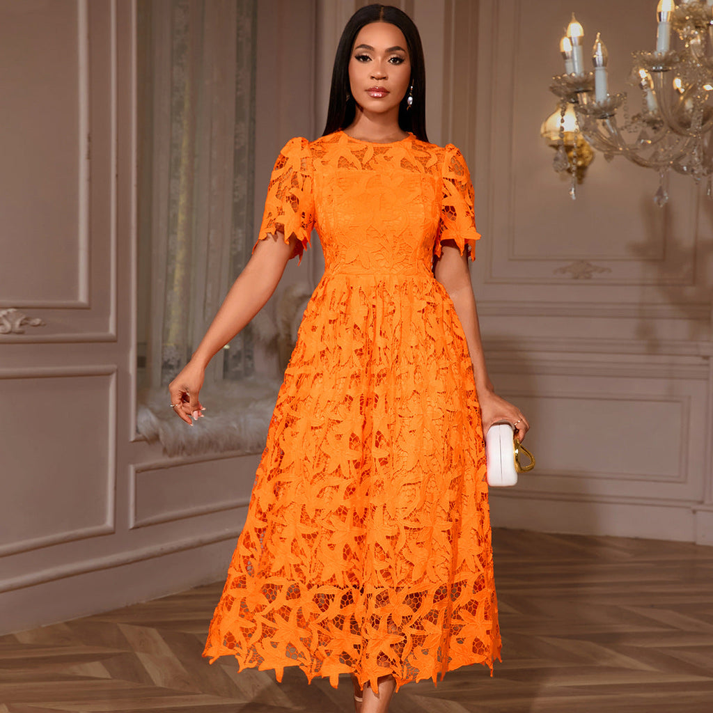 Robe maxi en dentelle pour femmes avec motif floral Mirla