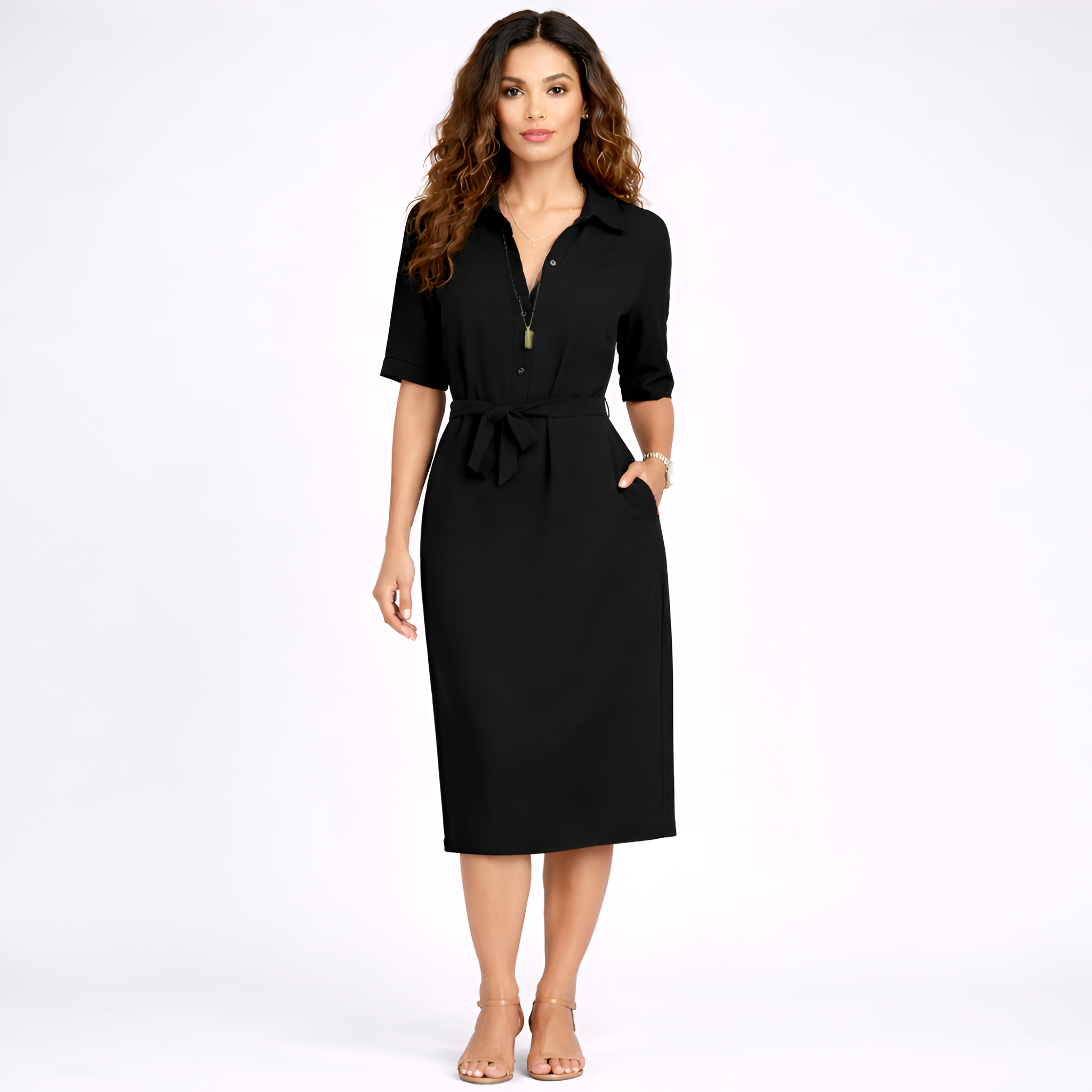 Debbie - Robe midi ajustée à lacets