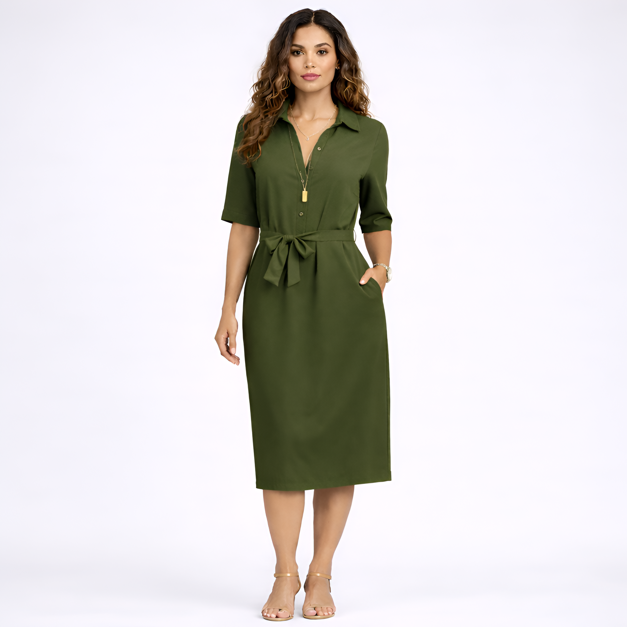 Debbie - Robe midi ajustée à lacets