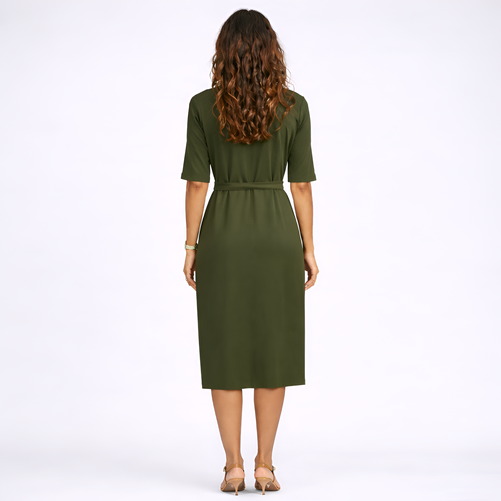 Debbie - Robe midi ajustée à lacets