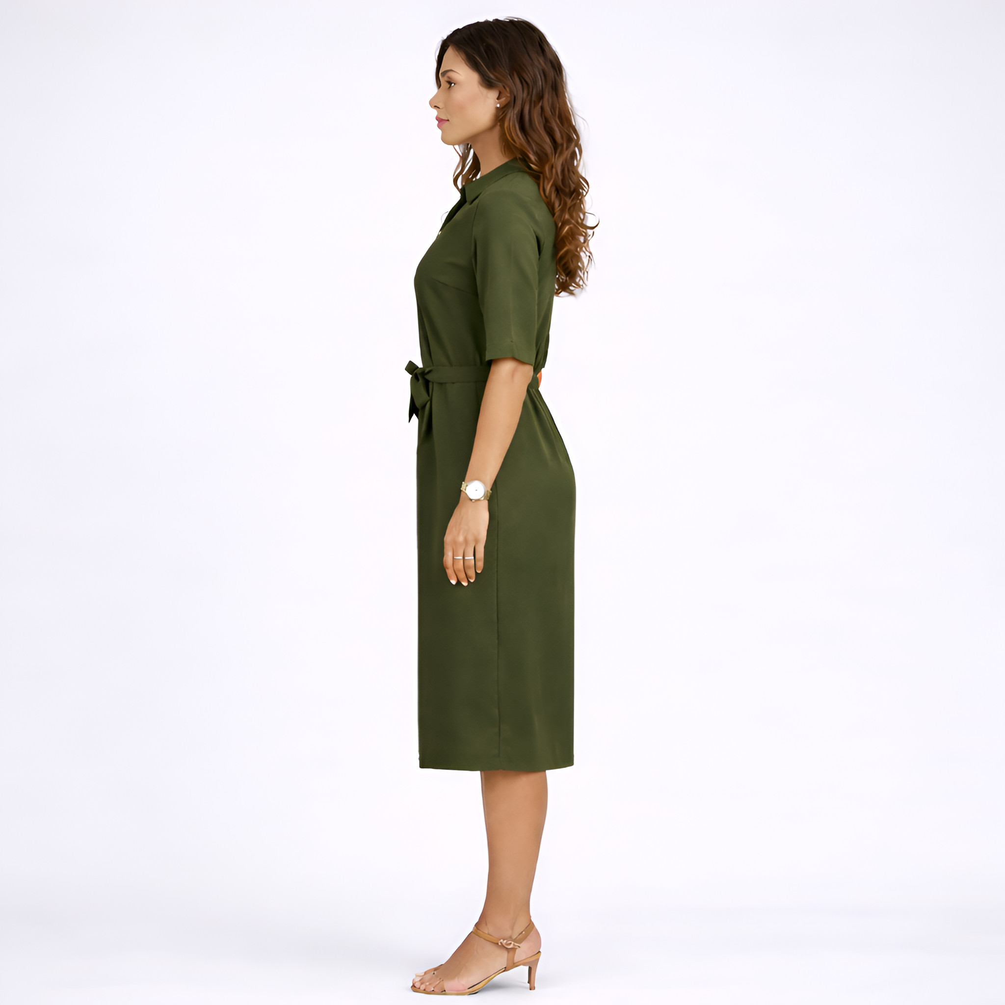 Debbie - Robe midi ajustée à lacets