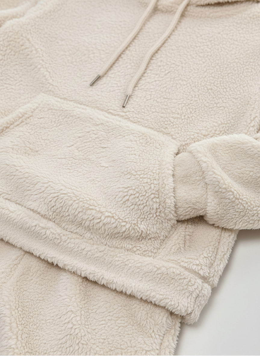 Haut Teddy pour Femme avec Poche Kangourou et Pantalons Assortis