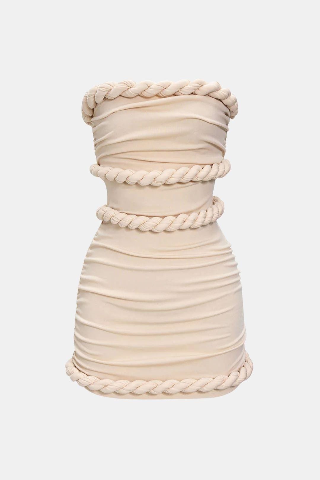 Robe Mini Sans Bretelles Avec Détail Twist Et Coupe Ajustée Pour Femme | Idéal Pour Soirées Et Événements