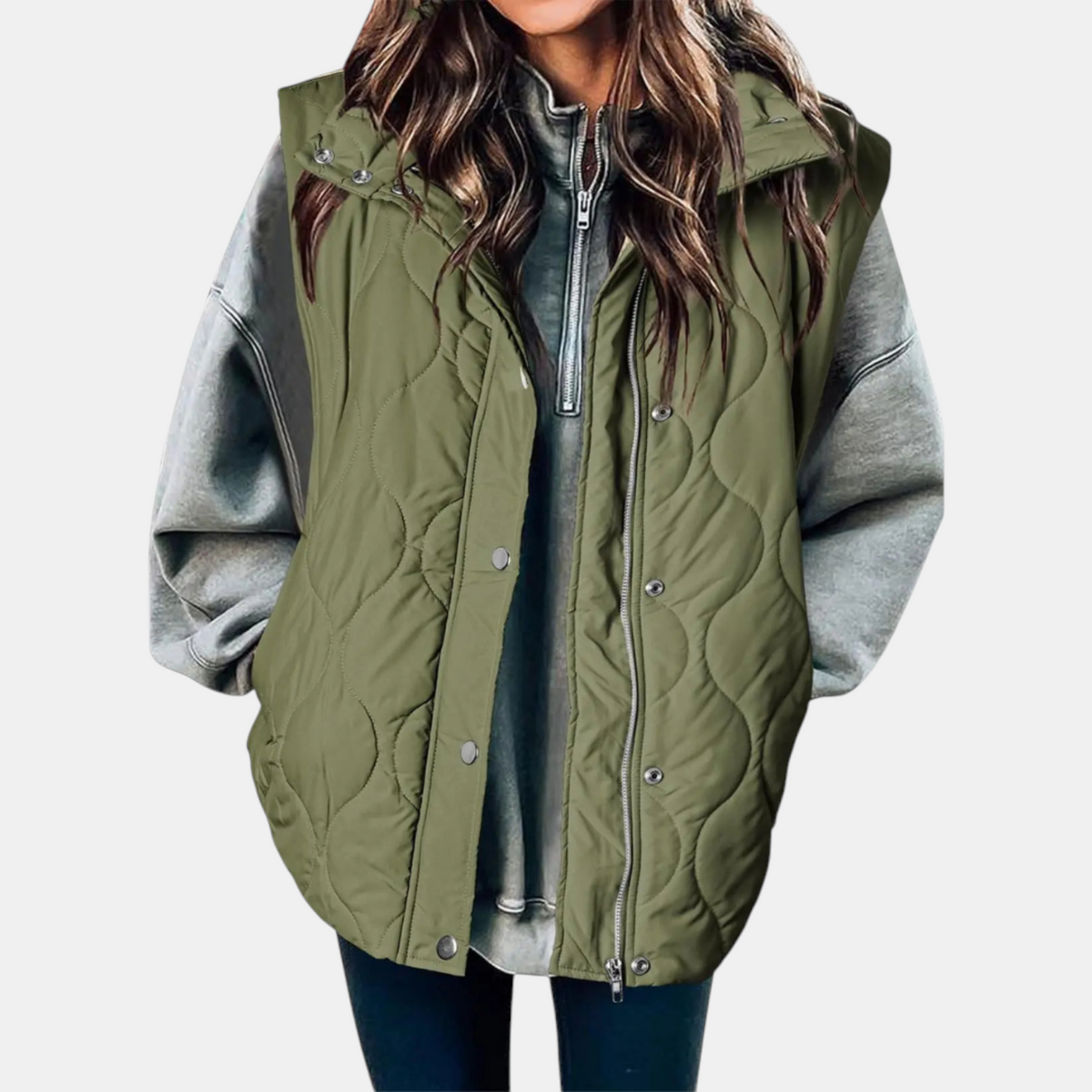 Gilet pour femmes avec boutons et poches, capuche