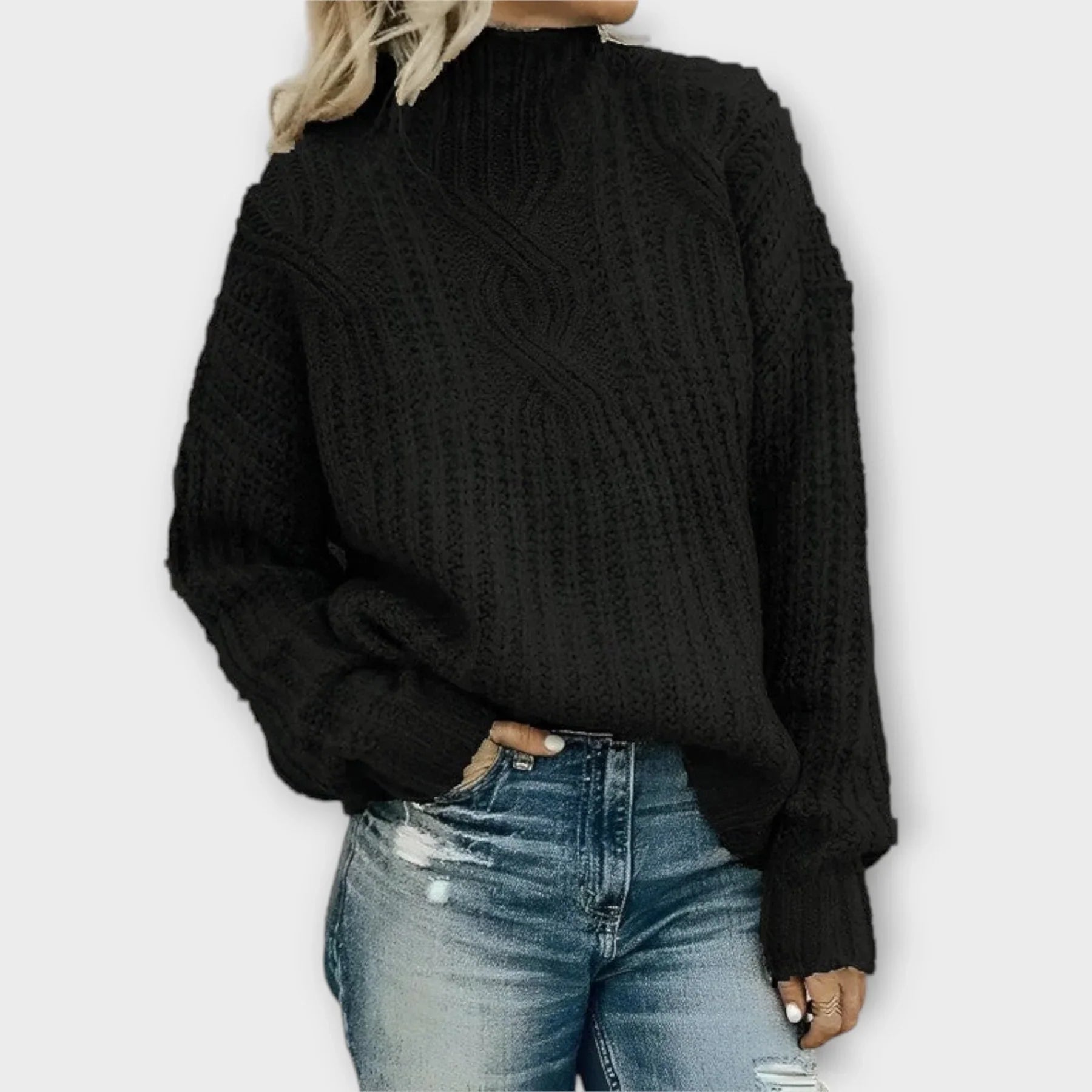 Amelia | Pull à col roulé élégant pour femmes avec motif en torsades