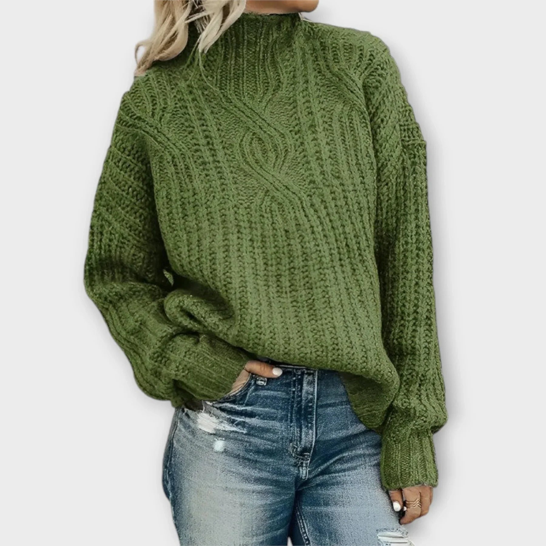Amelia | Pull à col roulé élégant pour femmes avec motif en torsades