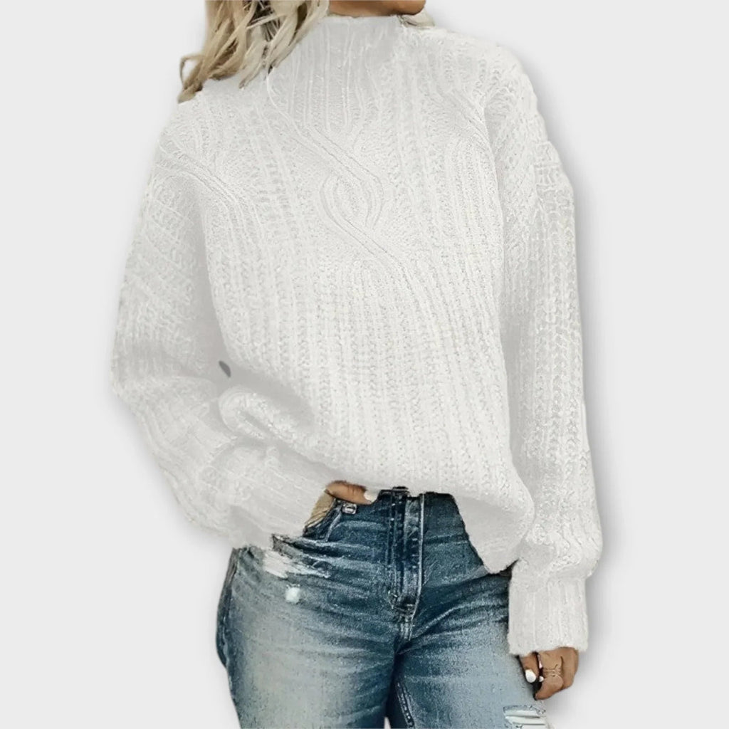 Amelia | Pull à col roulé élégant pour femmes avec motif en torsades