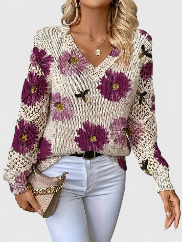 Sara | Pull en tricot floral élégant et confortable