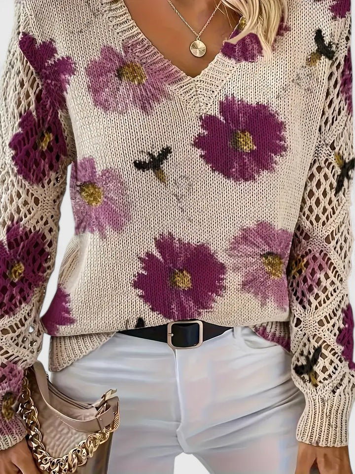 Sara | Pull en tricot floral élégant et confortable