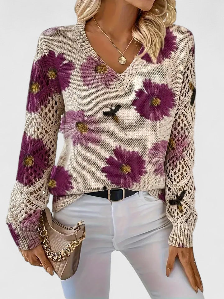 Sara | Pull en tricot floral élégant et confortable