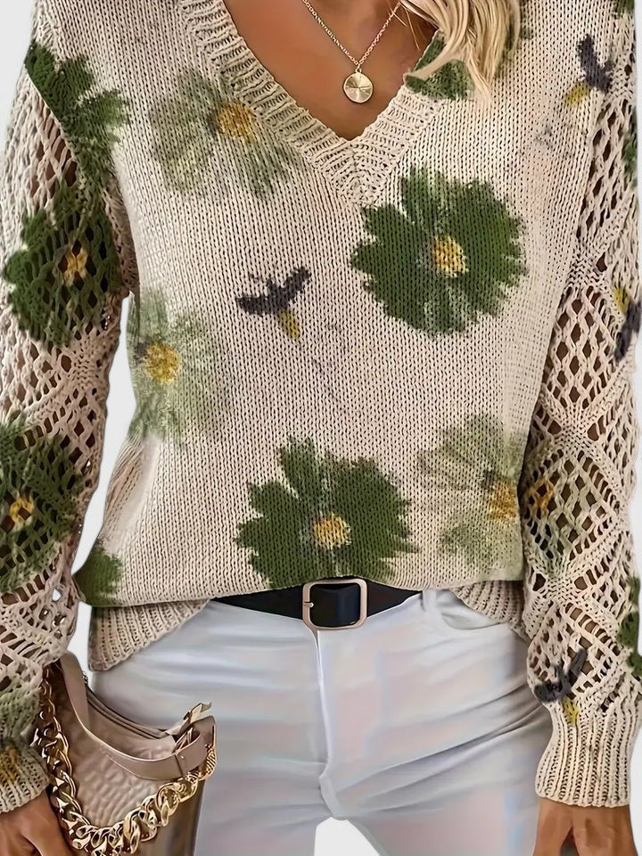 Sara | Pull en tricot floral élégant et confortable