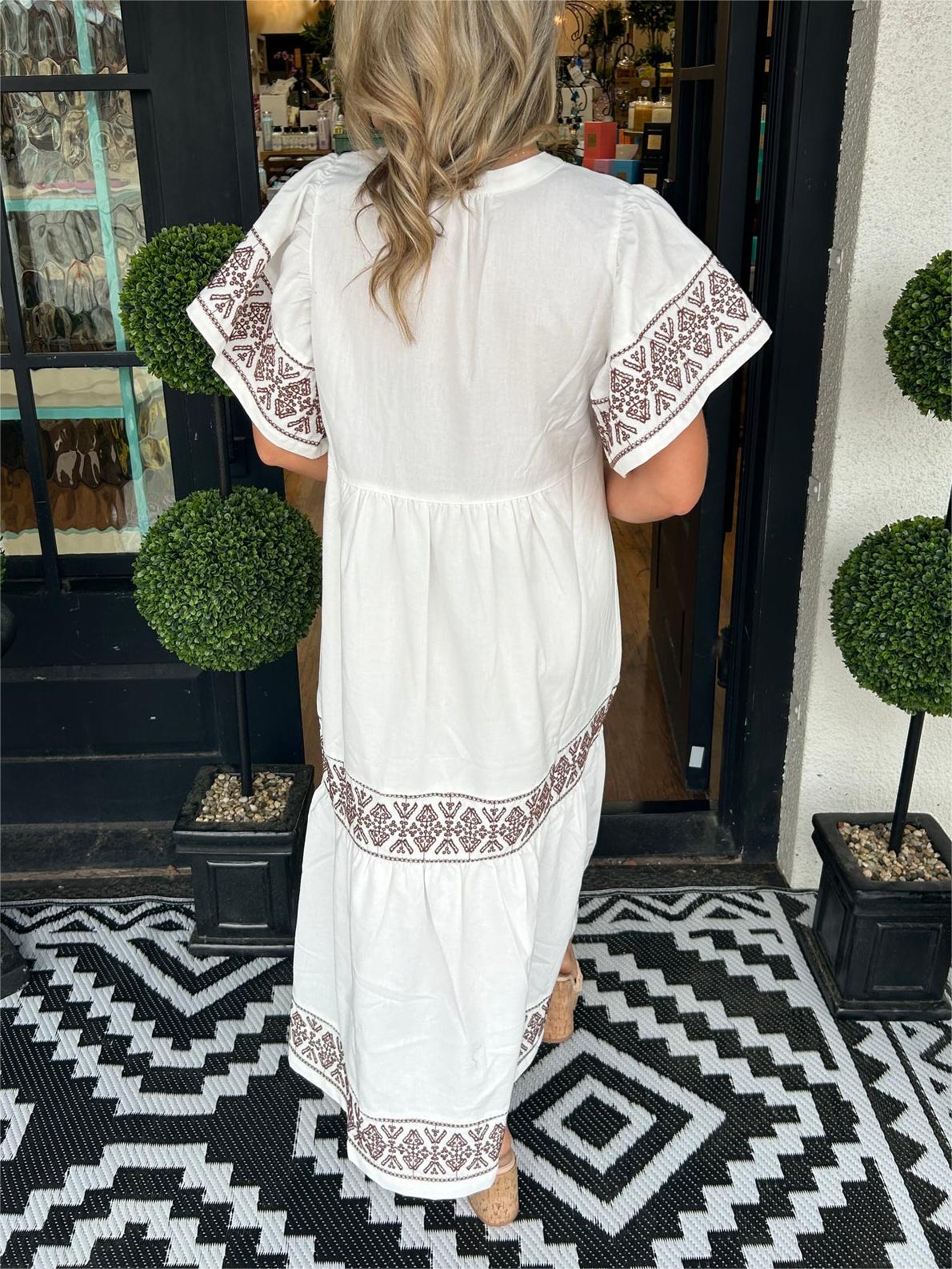 Alice | Robe Midi Boho à Col V pour Femmes d'Été
