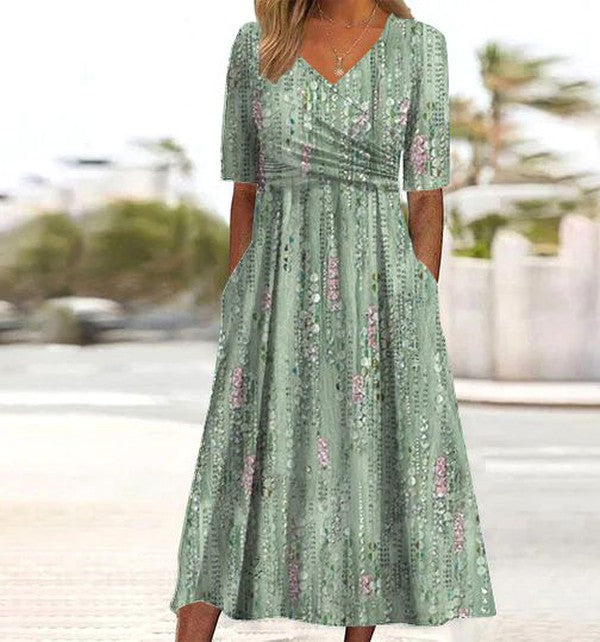 Audrey | Robe Midi A-Line Florale Boho pour Femmes