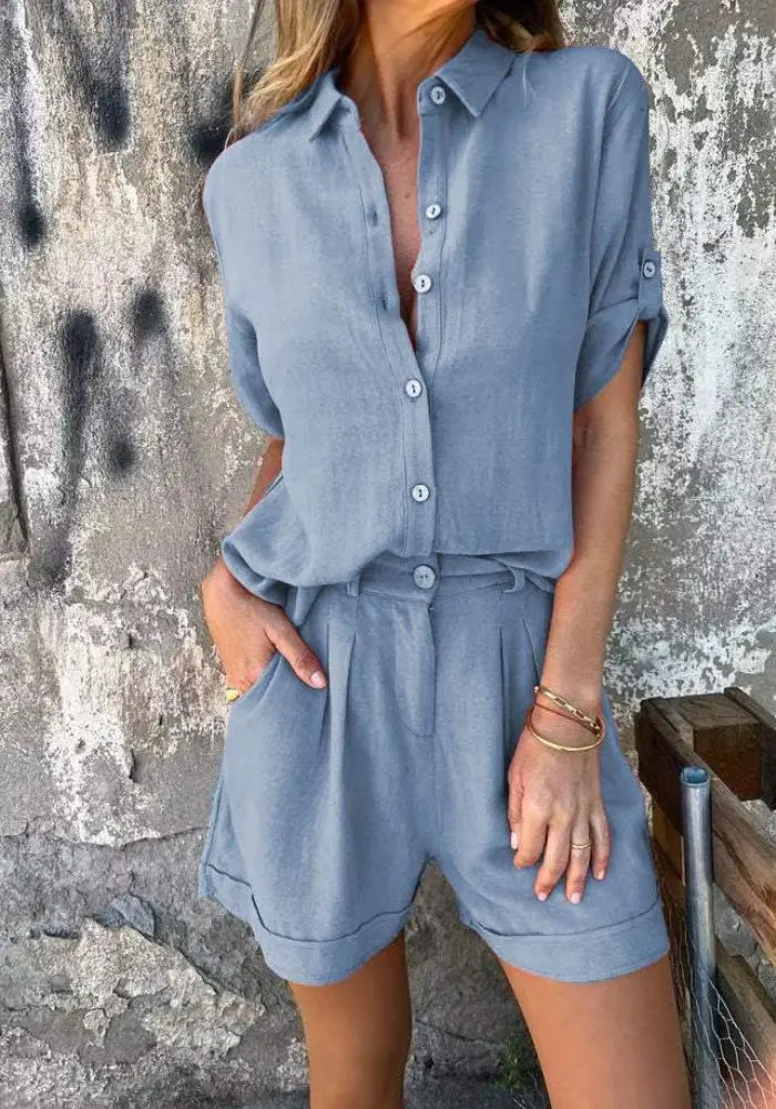 Ensemble Deux Pièces Femme | Chemise en Lin & Shorts au Look Estival