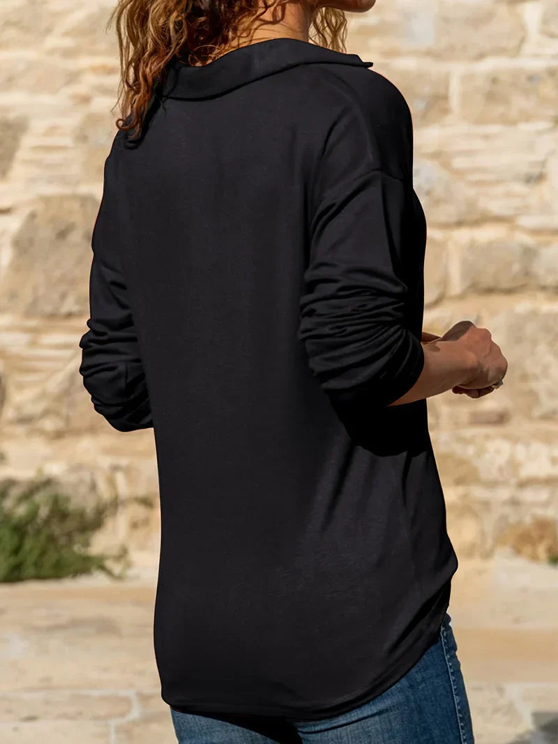 Leonie | Sweat-shirt moderne à côtes pour femmes avec demi-fermeture éclair