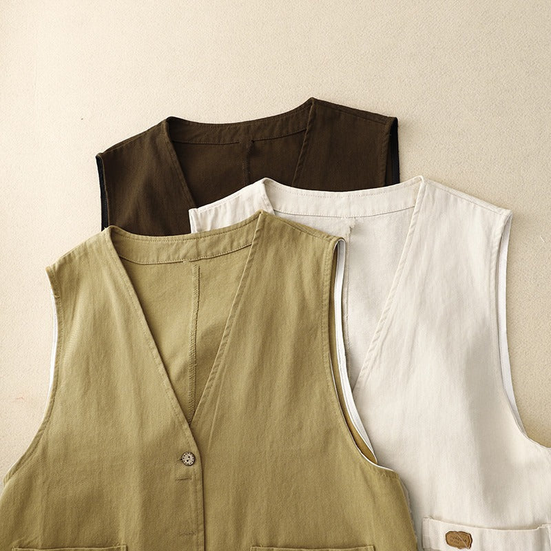 Emilia | Gilet utilitaire polyvalent et décontracté avec patte de boutonnage