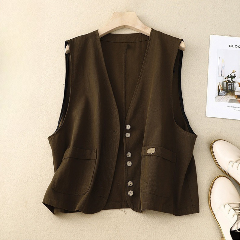 Emilia | Gilet utilitaire polyvalent et décontracté avec patte de boutonnage