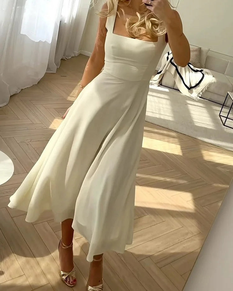 Robe Maxi Femme | Décolleté Carré & Jupe Fluide