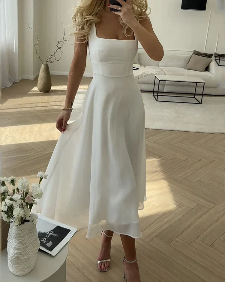 Robe Maxi Femme | Décolleté Carré & Jupe Fluide