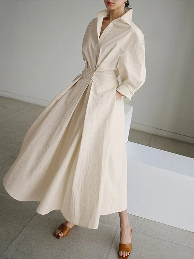 Robe Maxi Femme | Élégante avec Plis et Manches Bouffantes
