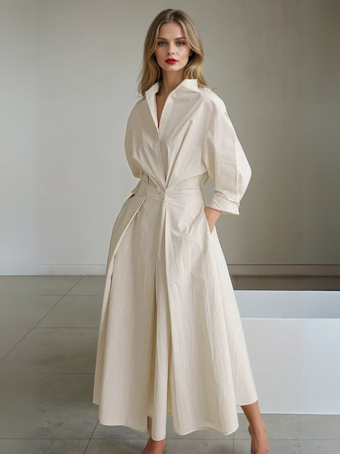 Robe Maxi Femme | Élégante avec Plis et Manches Bouffantes