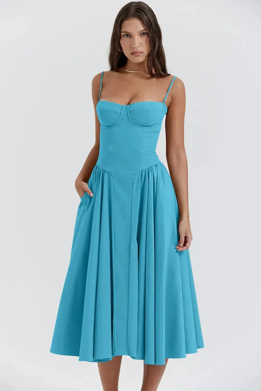 Robe Midi Femme | Haut Corset & A-Ligne Romantique