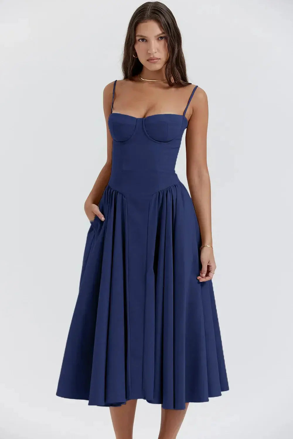 Robe Midi Femme | Haut Corset & A-Ligne Romantique