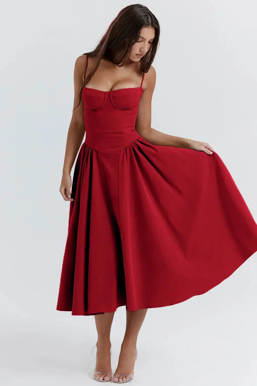Robe Midi Femme | Haut Corset & A-Ligne Romantique