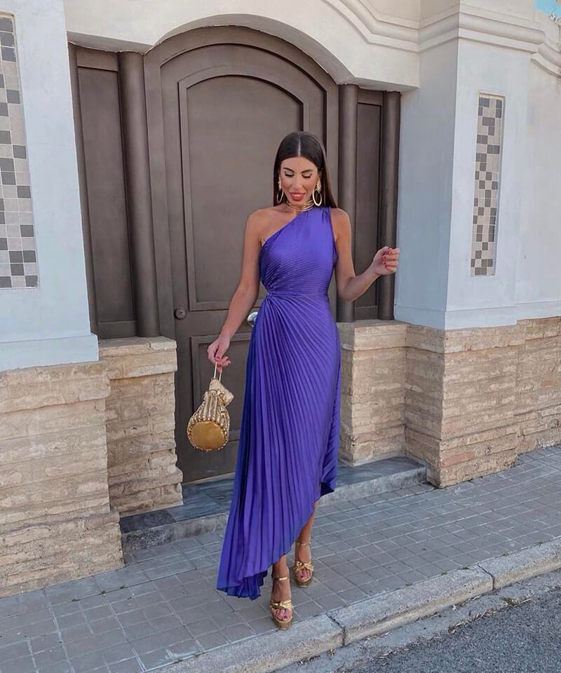 Aurelia | Robe Élégante à Épaule Dénudée pour Invités de Mariage