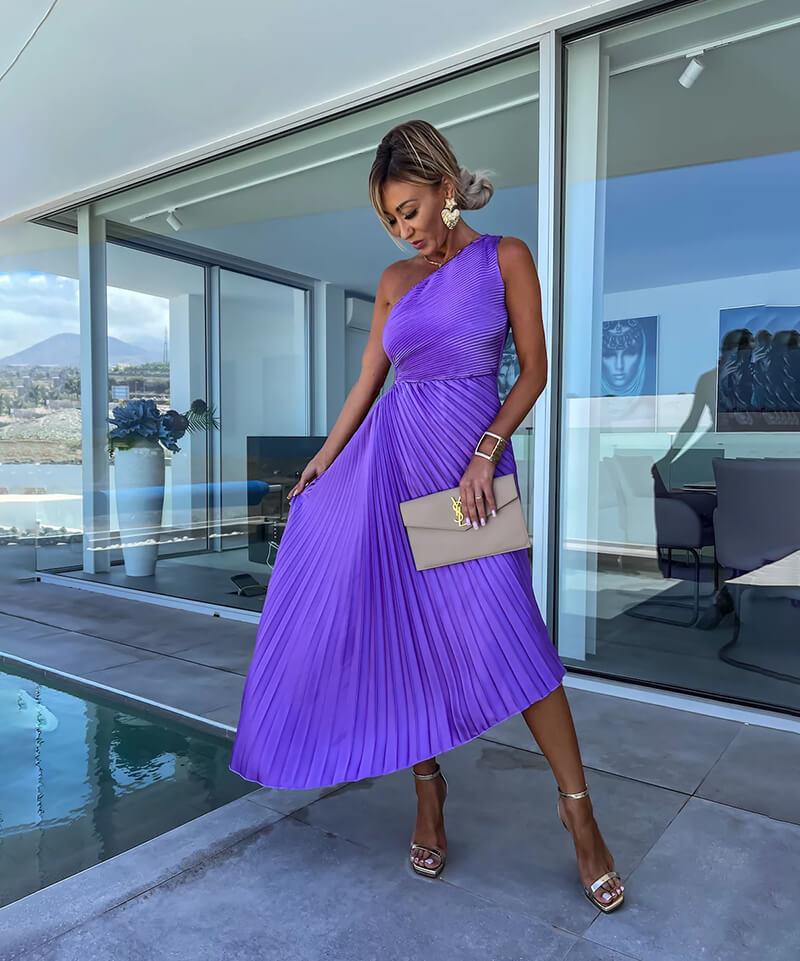 Aurelia | Robe Élégante à Épaule Dénudée pour Invités de Mariage