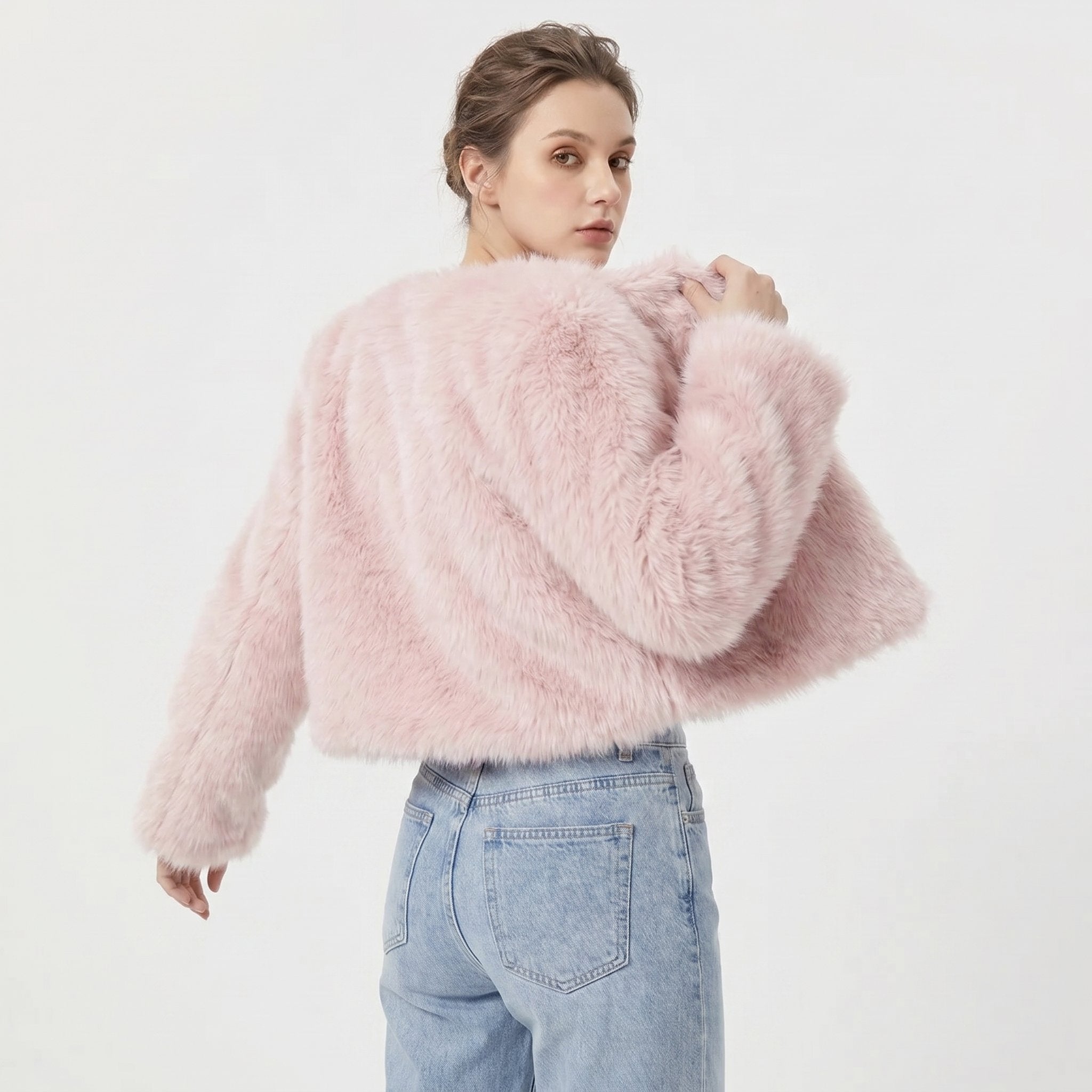 Olivia | Veste courte en tricot en fausse fourrure chaude et confortable
