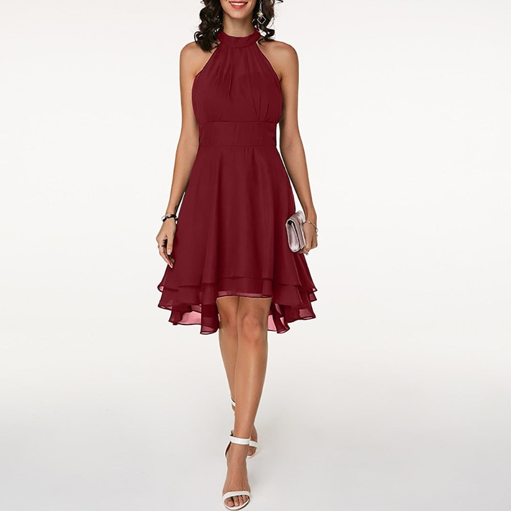 Robe Midi Femme | Décolleté Halter & Tombé Flottant