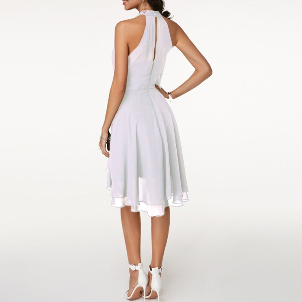 Robe Midi Femme | Décolleté Halter & Tombé Flottant
