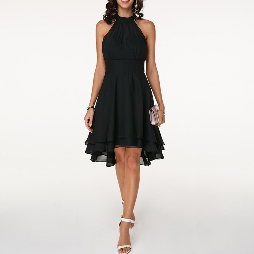 Robe Midi Femme | Décolleté Halter & Tombé Flottant