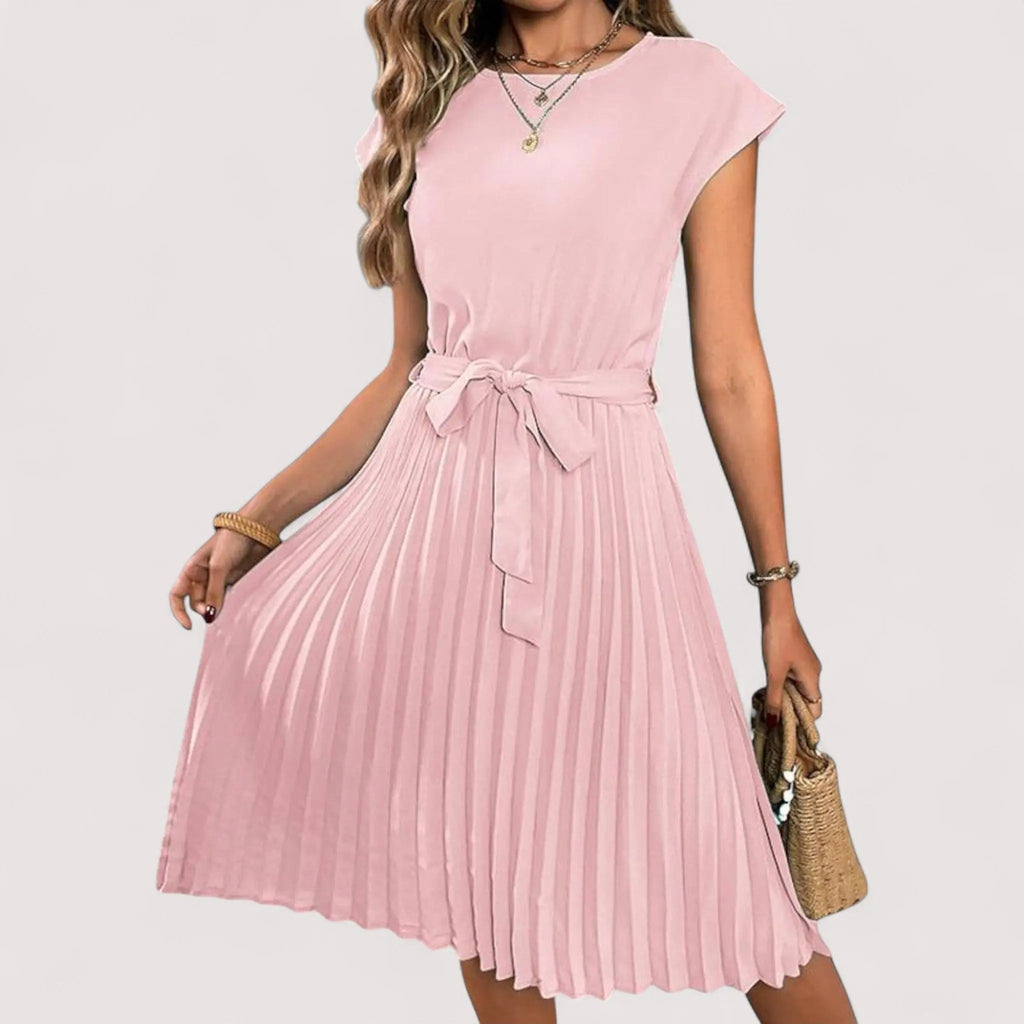 Robe Midi Femme | Plissée & Ceinture Élégante