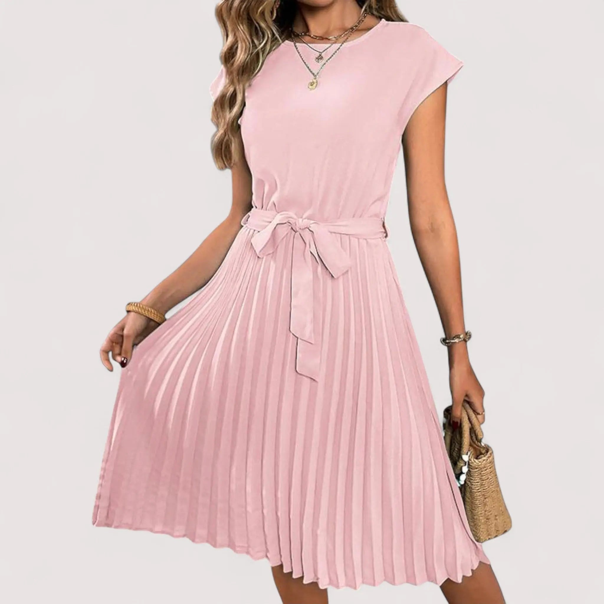 Robe Midi Femme | Plissée & Ceinture Élégante