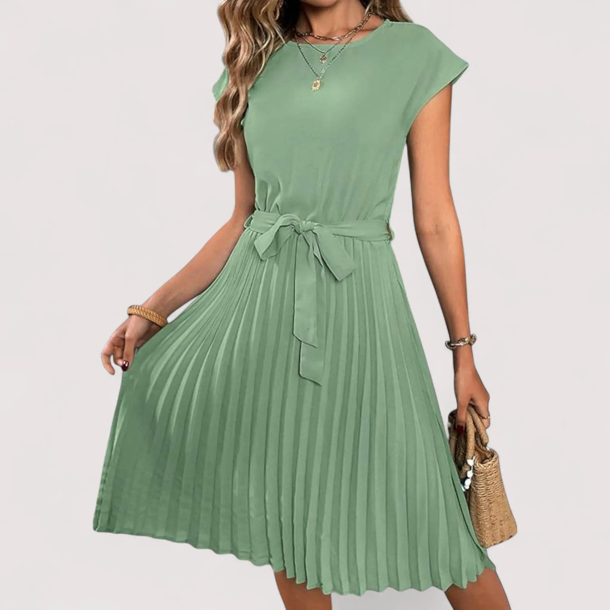 Robe Midi Femme | Plissée & Ceinture Élégante