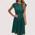 Robe Midi Femme | Plissée & Ceinture Élégante