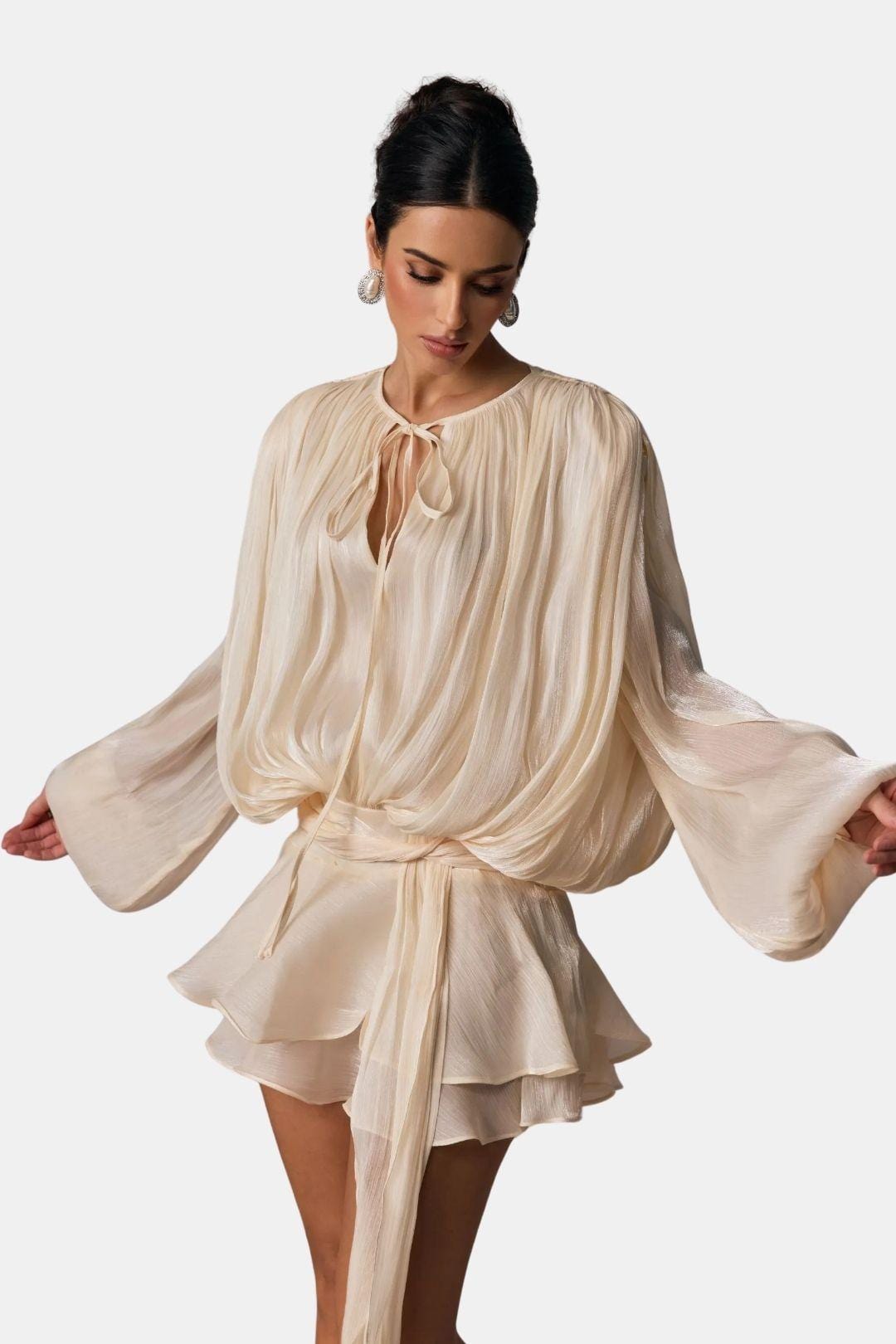 Robe Mini Avec Plis Structurés Et Détail Twist Sur Le Devant Pour Femme | Idéal Pour Soirées Et Événements