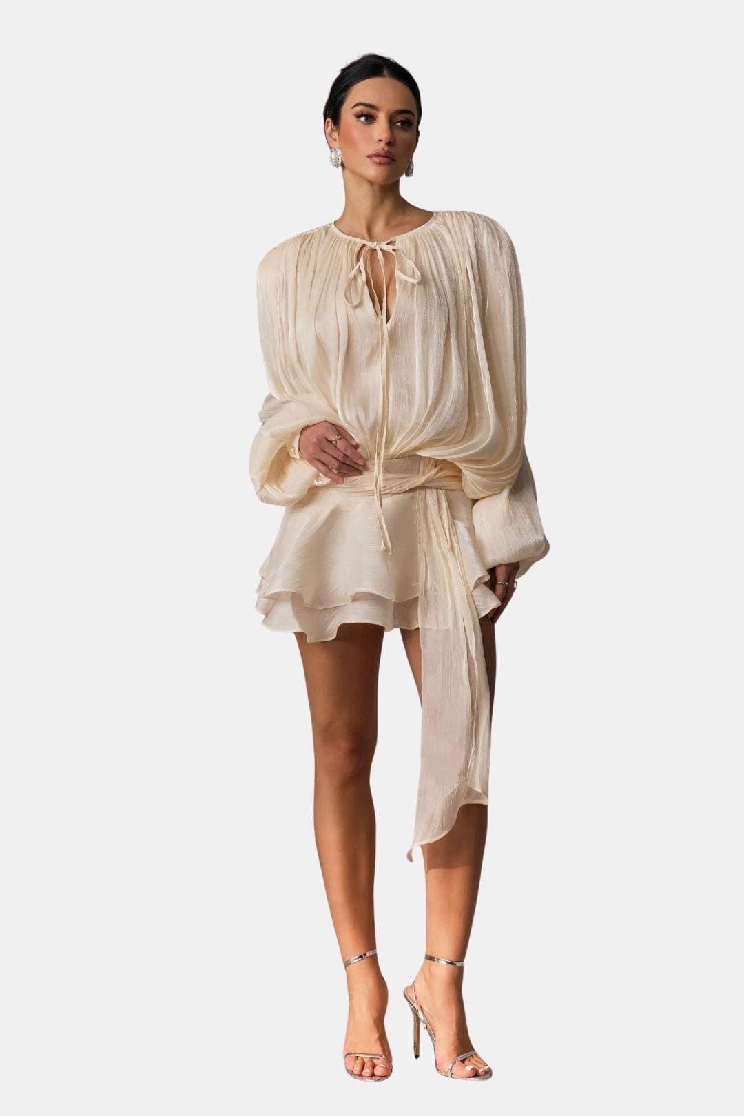 Robe Mini Avec Plis Structurés Et Détail Twist Sur Le Devant Pour Femme | Idéal Pour Soirées Et Événements