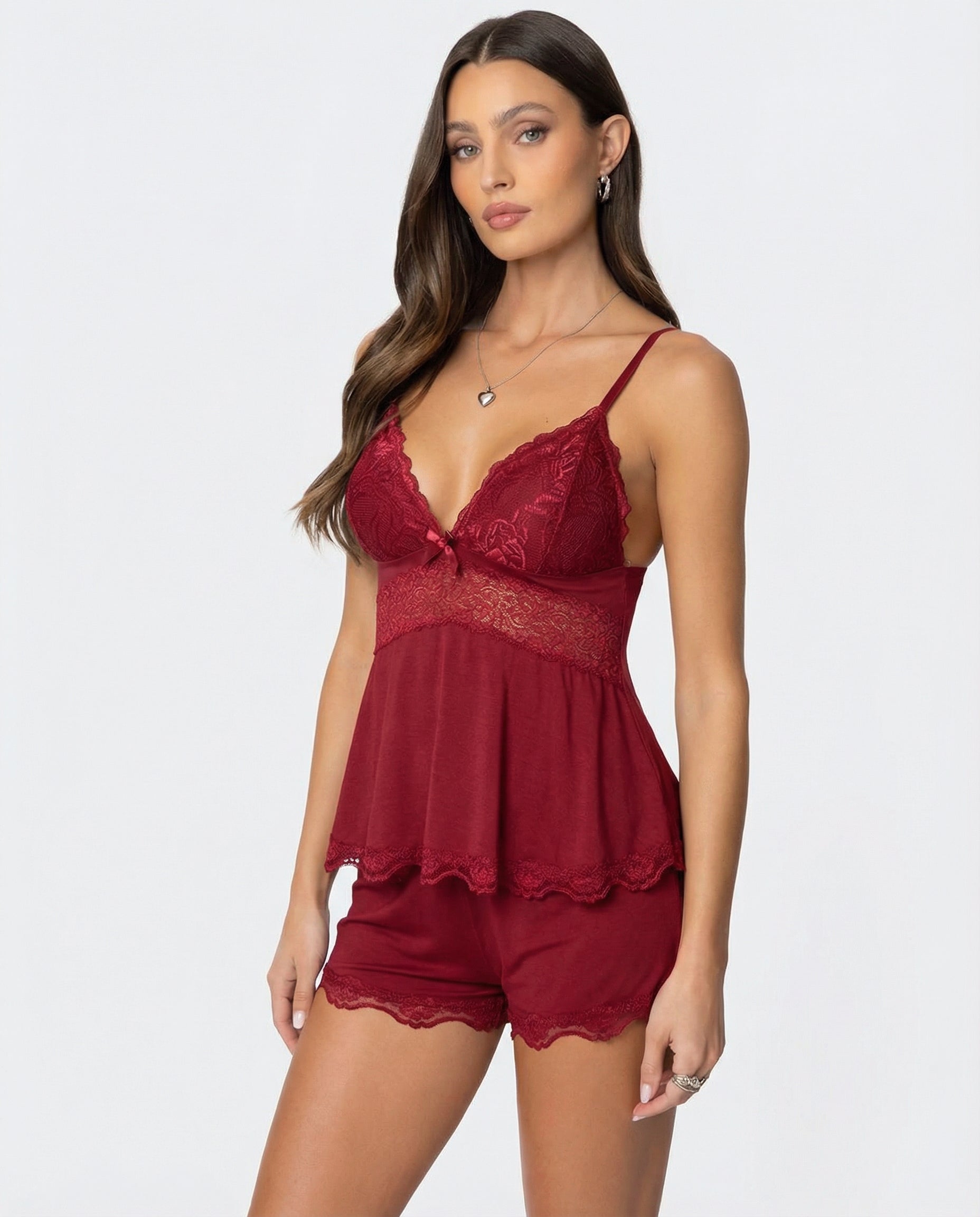 Luna | Ensemble Camisole & Short en Dentelle Séduisante pour la Détente