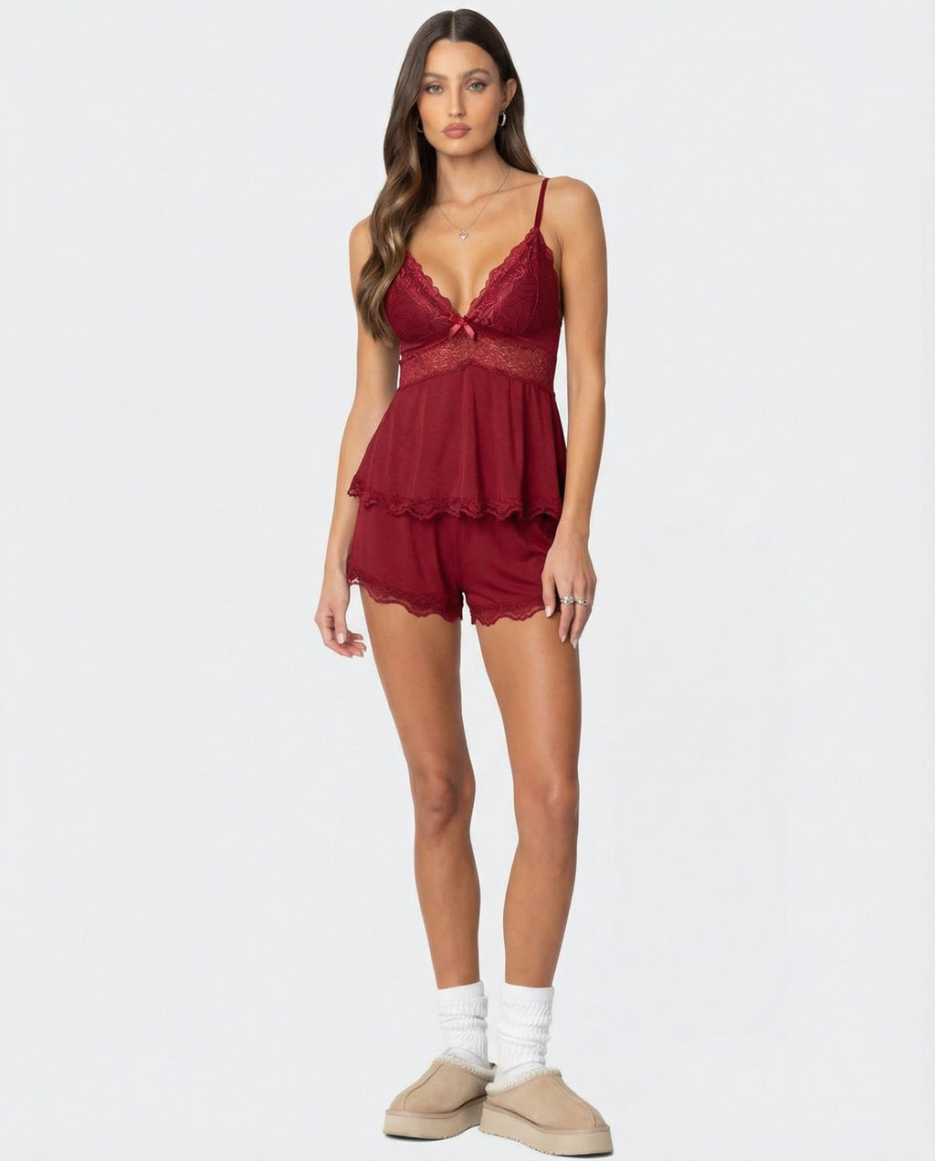 Luna | Ensemble Camisole & Short en Dentelle Séduisante pour la Détente