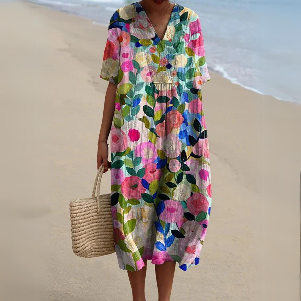 MW | Robe midi avec motif floral bohémien