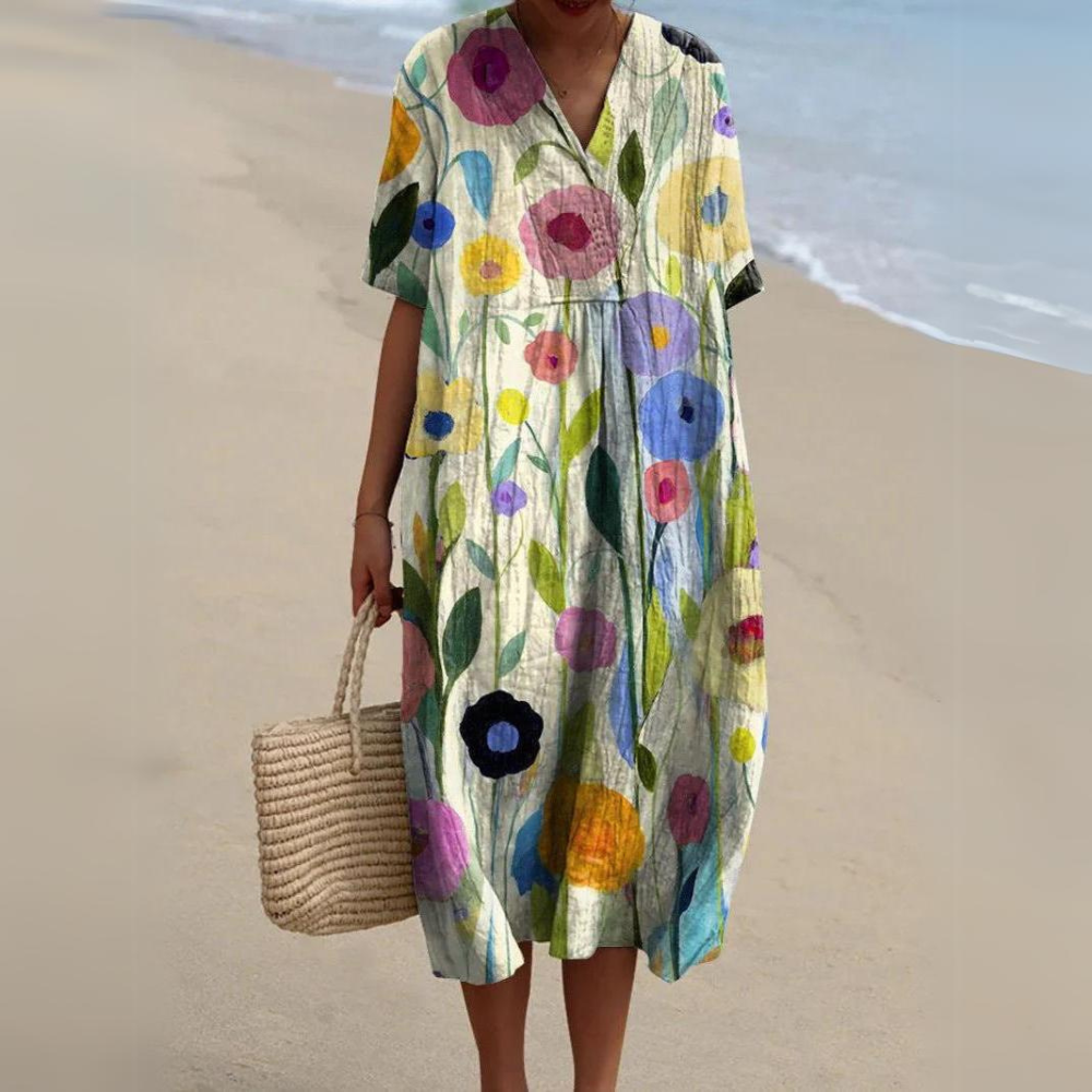 MW | Robe midi avec motif floral bohémien