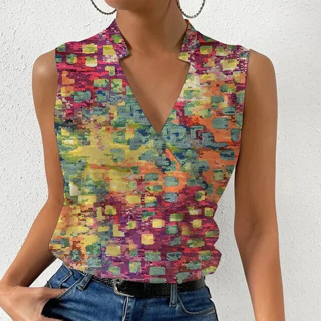 MW | Top sans manches avec imprimé floral et décolleté en V