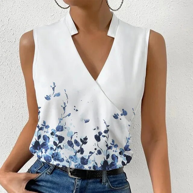 MW | Top sans manches avec imprimé floral et décolleté en V
