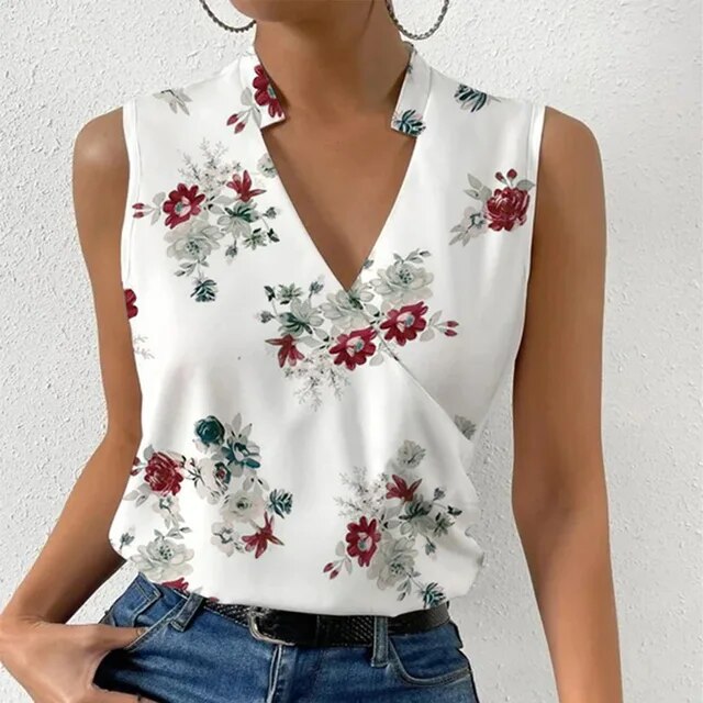 MW | Top sans manches avec imprimé floral et décolleté en V