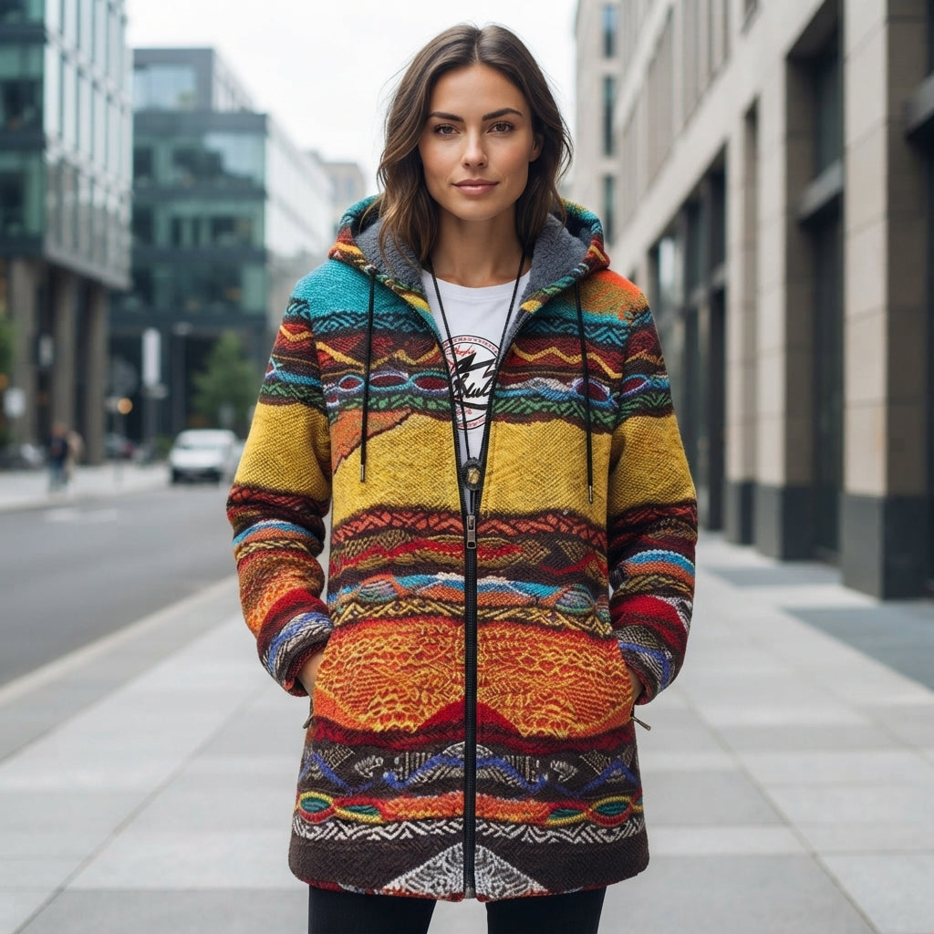 Veste décontractée à capuche graphique zippée