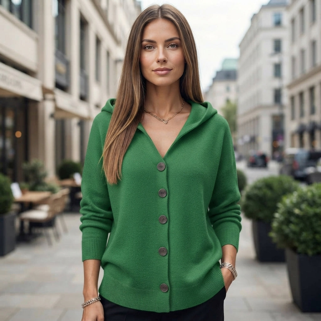 Cardigan à boutons avant avec capuche décontracté