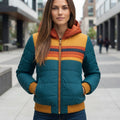 Veste Puffer Matelassée Rayée à Fermeture Éclair